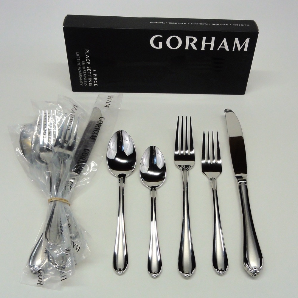 2 Sets Gorham Melon Bud Frosted 5 Piece Place Setting Stainless 6017354 Silver